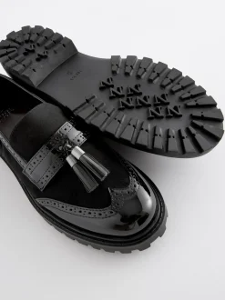 Next Noir mélangé - Mocassins épais à crampons et détails à glands Outlet