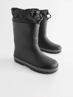 Next Noir monochrom - Bottes en caoutchouc fourrées Outlet