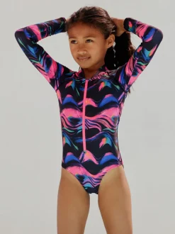 Next - Maillot de bain Sunsafe à manches longues (3mois-16ans) Noir multicolore Outlet