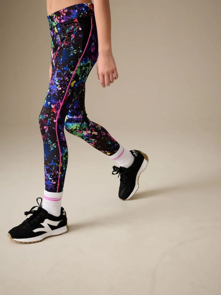 Next - Leggings de sport (3-16ans) Noir multicolore éclaboussures Hot