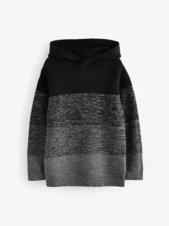 Next Noir Ombre Color-block - Sweat-shirt tricoté à capuche (3-16yrs) Clearance