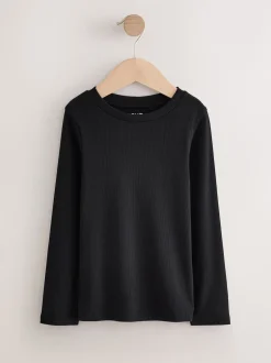 Next - Lot de 3 Hauts à manches longues côtelés (3-16ans) Noir/ rose/ blanc Hot