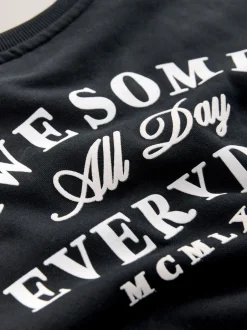 Next - Sweat-shirt en jersey à col rond imprimé au dos (3mois7ans) Noir Super Everyday Sale