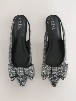 Next Noir thermocollé - Chaussures plates Forever Comfort® à bout pointu et bride arrière à nœud Discount