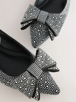 Next Noir thermocollé - Chaussures plates Forever Comfort® à bout pointu et bride arrière à nœud Discount