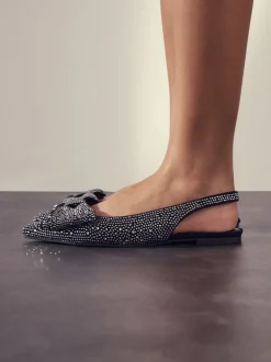 Next Noir thermocollé - Chaussures plates Forever Comfort® à bout pointu et bride arrière à nœud Discount