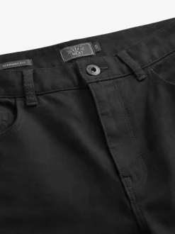 Next - Straight Fit Classic Jeans extensibles Noir uni Clearance