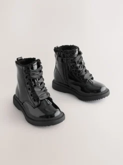 Next Noir verni scintillant - Bottines à lacets Discount