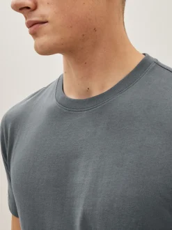 Next Noir/ardoise/Gris chiné/Blanc/bleu marine/Bleu - Slim Fit (Slim Fit) - Lot de t-shirts essentiels en coton 6 Clearance