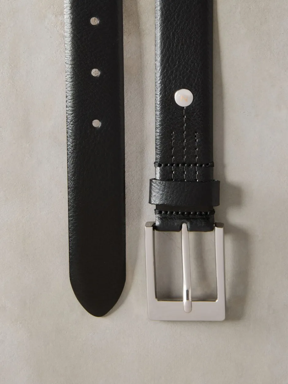 Next Noir/argenté - Ceinture N. Premium Made In Italie en Cuir