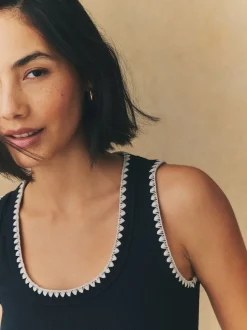 Next Noir/Blanc - Débardeur sans manches à bordure en maille contrastante et col dégagé Discount