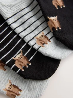 Next Noir/Blanc - Lot de 4 chaussettes de sport invisibles à rayures Hamish The Highland Cow Sale