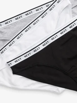 Next Noir/Blanc - Lot de 7 culottes à logo en coton Échancrure haute Hot