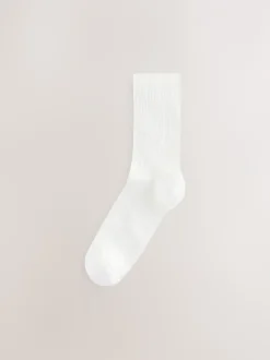 Next Noir/Blanc - Lot de 4 paires de socquettes en maille côtelée New