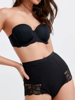 Next Noir/Blanc - Lot de 2 slips gainants en coton avec dentelle dans le dos