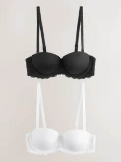 Next Noir/Blanc - Lot de 2 Soutiens-gorge multipositions sans bretelles à tampons légers A-E Discount