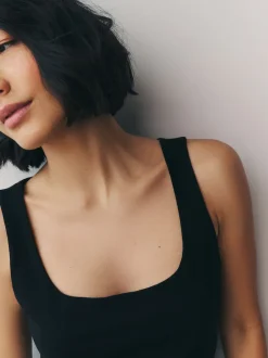 Next Noir/Blanc - Lot de débardeurs à col carré 2 Clearance