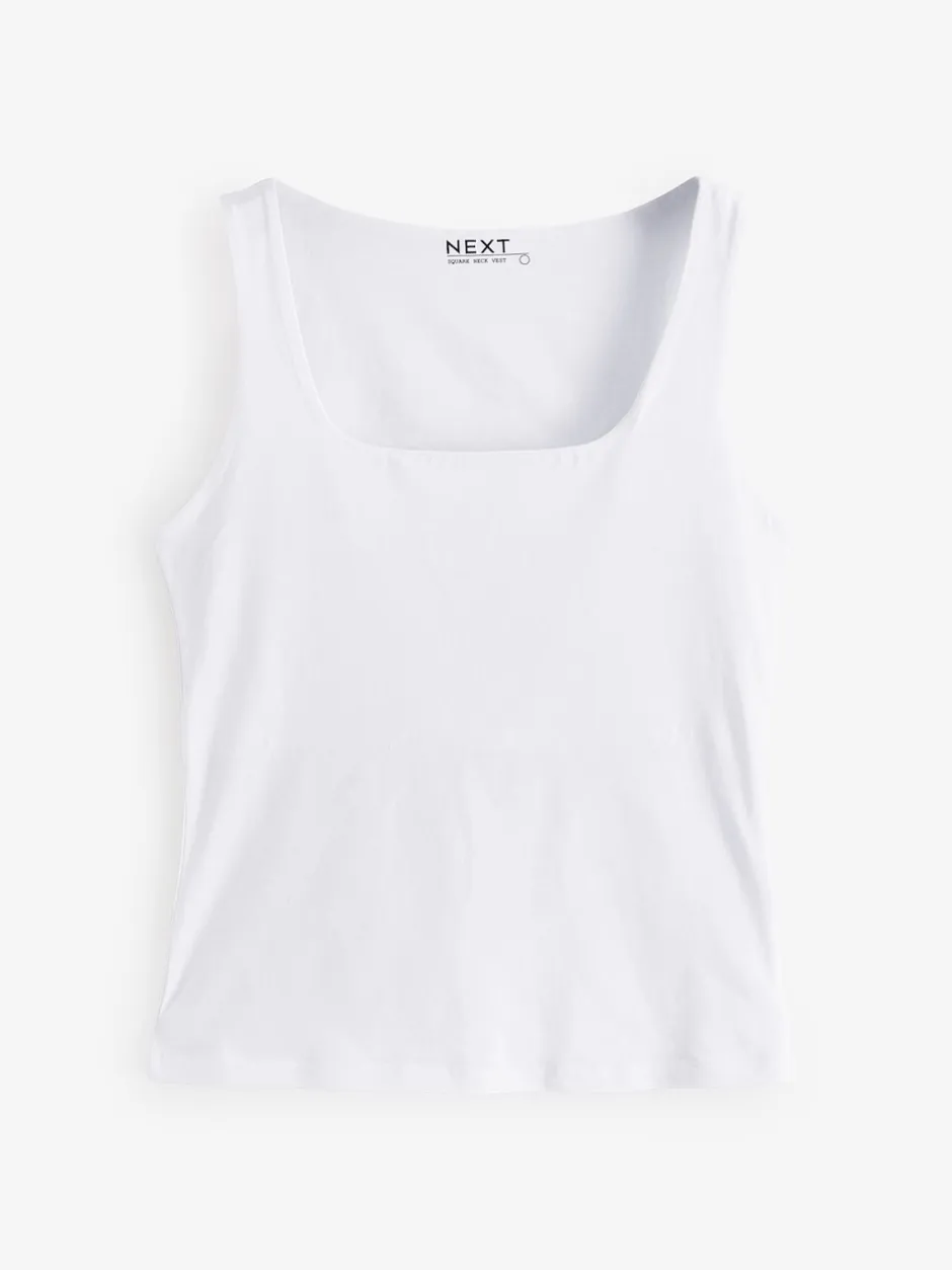 Next Noir/Blanc - Lot de débardeurs à col carré 2 Clearance