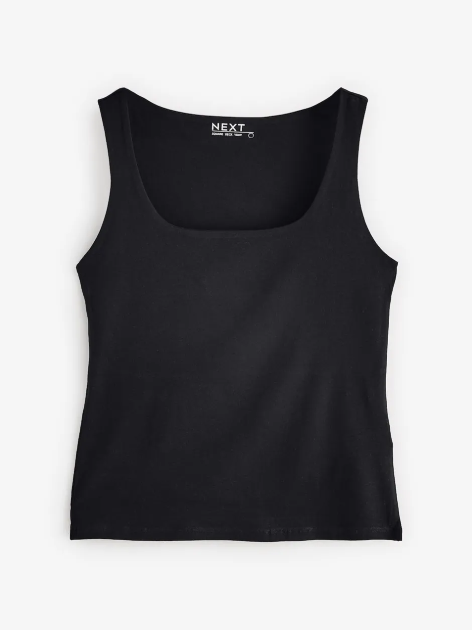 Next Noir/Blanc - Lot de débardeurs à col carré 2 Clearance