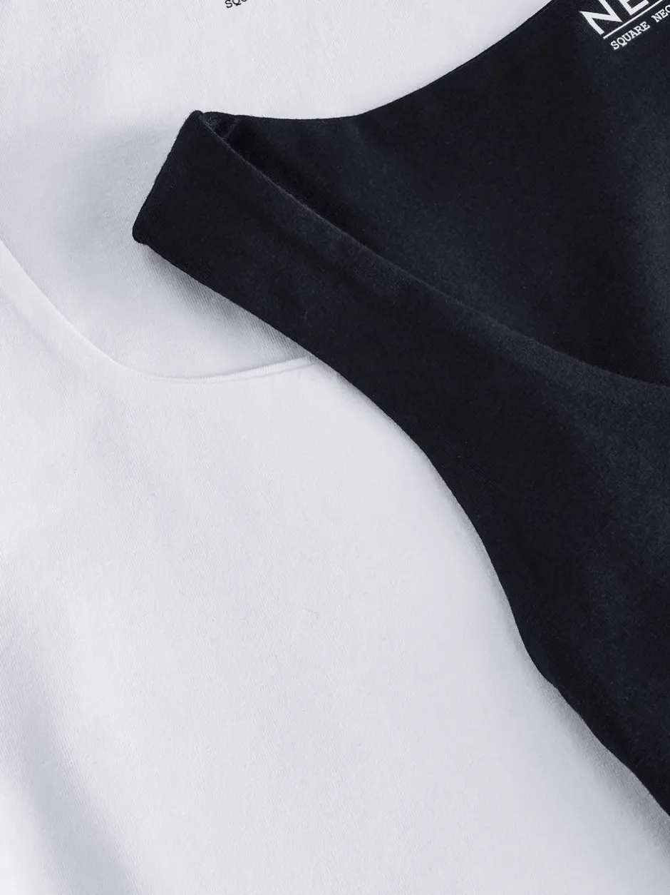 Next Noir/Blanc - Lot de débardeurs à col carré 2 Clearance