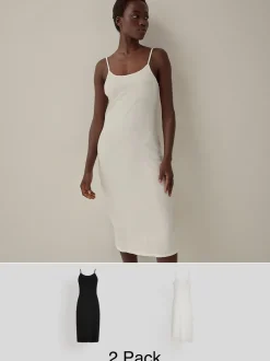 Next Noir/Blanc - Lot de 2 nuisettes en coton naturellement rafraîchissant New