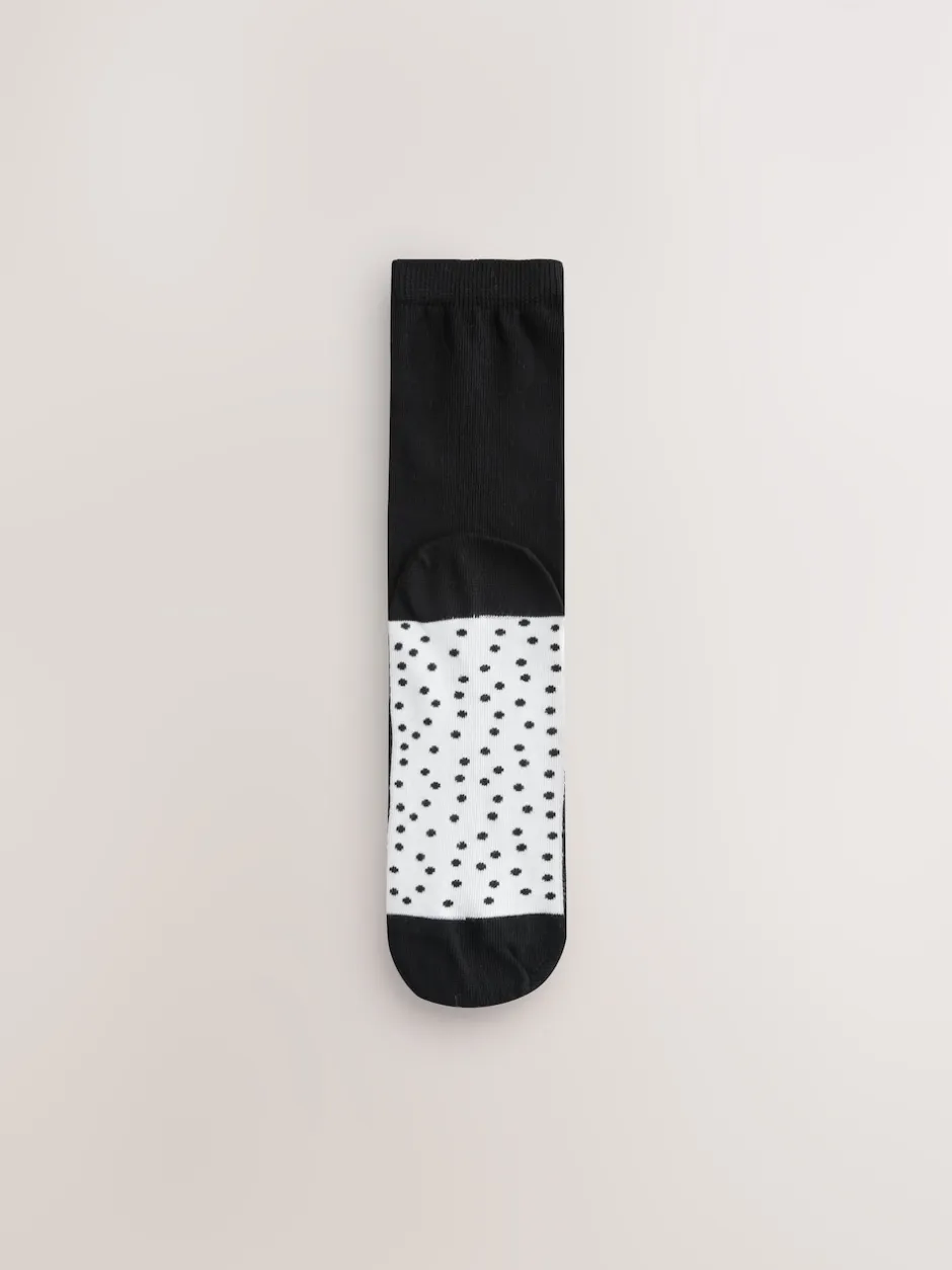 Next Noir/blanc à pois/rayures - Semelle intérieure Ankle Socks 4 Pack New