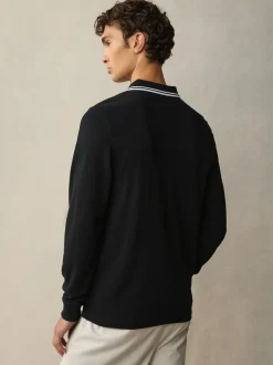Fred Perry - Polo à manches doubles Noir/Blanc Hot