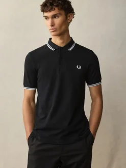 Fred Perry - Polo à liserés Noir/Blanc Online