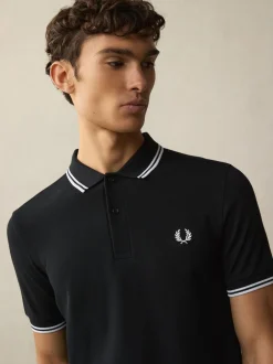 Fred Perry - Polo à liserés Noir/Blanc Online