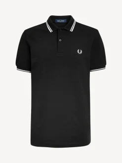 Fred Perry - Polo à liserés Noir/Blanc Online