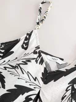 Next Noir/Blanc - Robe longue Imprimé fruits volume