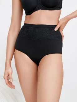 Next Noir/Blanc - Slip taille haute galbant en coton 2 Lot Best