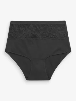 Next Noir/Blanc - Slip taille haute galbant en coton 2 Lot Best