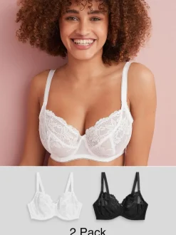 Next Noir/Blanc - Soutien-gorge en dentelle DD+ 2 Pack