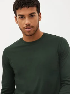 Next Noir/Blanc/Bleu marine/Vert/Rouge bordeaux - Ajustement régulier - T-shirt à coupe classique à manches longues en coton 100 %, lot de 5 Clearance