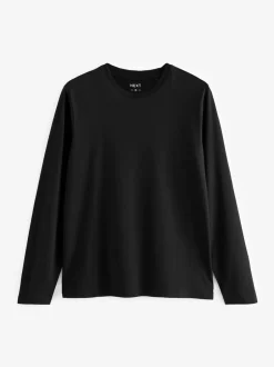 Next Noir/Blanc/Bleu marine/Vert/Rouge bordeaux - Ajustement régulier - T-shirt à coupe classique à manches longues en coton 100 %, lot de 5 Clearance