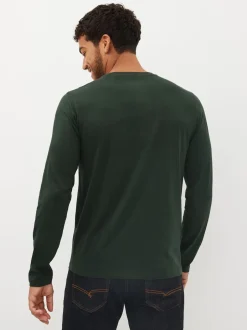 Next Noir/Blanc/Bleu marine/Vert/Rouge bordeaux - Ajustement régulier - T-shirt à coupe classique à manches longues en coton 100 %, lot de 5 Clearance