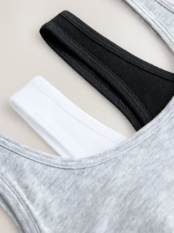 Next - Lot de 3 crop tops (5-16 ans) Noir/Blanc/Gris Outlet