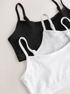 Next Noir/Blanc/Gris - Strappy Raccourci Hauts 3 Lot (5-16ans)