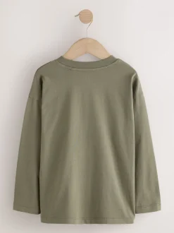 Next Noir/Blanc/Gris Marl/Kaki - Lot de 4 petits t-shirts graphiques à manches longues (3-16ans) Discount