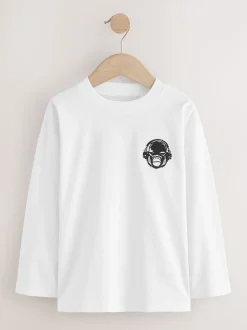 Next Noir/Blanc/Gris Marl/Kaki - Lot de 4 petits t-shirts graphiques à manches longues (3-16ans) Discount