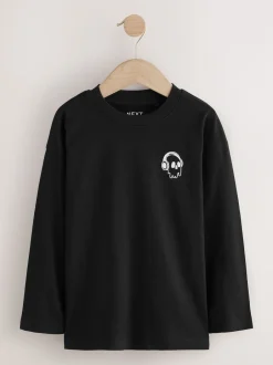 Next Noir/Blanc/Gris Marl/Kaki - Lot de 4 petits t-shirts graphiques à manches longues (3-16ans) Discount