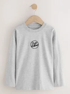 Next Noir/Blanc/Gris Marl/Kaki - Lot de 4 petits t-shirts graphiques à manches longues (3-16ans) Discount