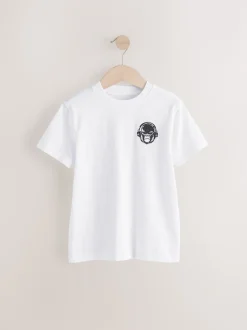 Next Noir/Blanc/Gris Marl/Kaki - Lot de 4 petits t-shirts graphiques à manches courtes (3-16ans) Sale