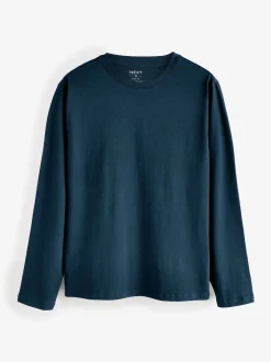 Next Noir/Blanc/Gris/Bleu - Slim Fit (Slim Fit) - T-shirt à coupe classique à manches longues en coton 100 %, lot de 5 Outlet