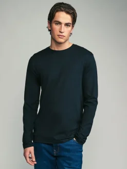 Next Noir/Blanc/Gris/Bleu - Slim Fit (Slim Fit) - T-shirt à coupe classique à manches longues en coton 100 %, lot de 5 Outlet