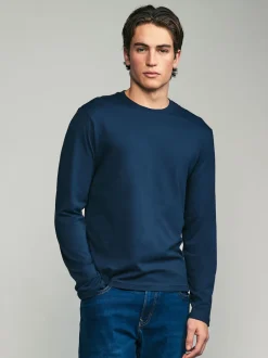 Next Noir/Blanc/Gris/Bleu - Slim Fit (Slim Fit) - T-shirt à coupe classique à manches longues en coton 100 %, lot de 5 Outlet