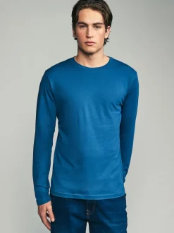 Next Noir/Blanc/Gris/Bleu - Slim Fit (Slim Fit) - T-shirt à coupe classique à manches longues en coton 100 %, lot de 5 Outlet