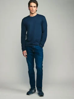 Next Noir/Blanc/Gris/Bleu - Slim Fit (Slim Fit) - T-shirt à coupe classique à manches longues en coton 100 %, lot de 5 Outlet