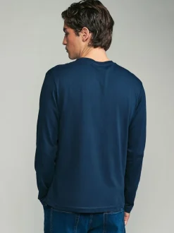 Next Noir/Blanc/Gris/Bleu - Slim Fit (Slim Fit) - T-shirt à coupe classique à manches longues en coton 100 %, lot de 5 Outlet